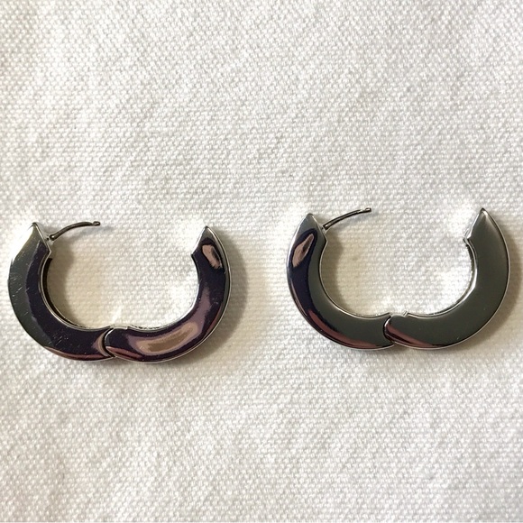 NWT LUV AJ Coco Hinge Hoops Silver Plated $85 RETAIL - Picture 4 of 8